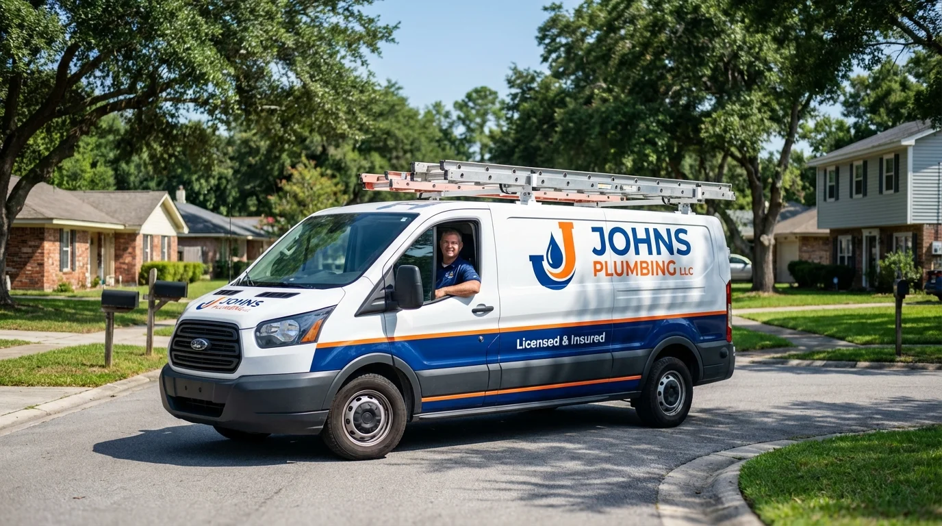 Johns Plumbing LLC service van in Nicoma Park, OK
