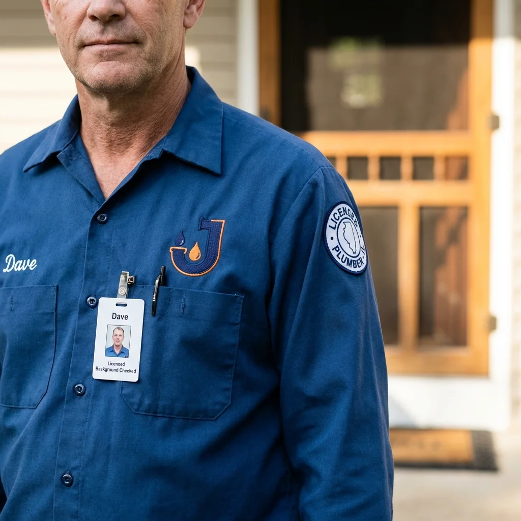 Licensed plumber showing ID badge in Nicoma Park, OK