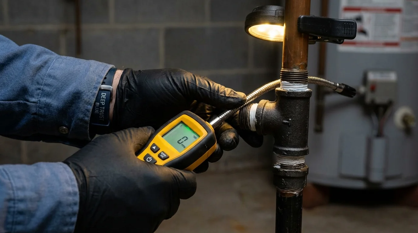Gas leak detection with electronic sniffer by Johns Plumbing LLC in Nicoma Park