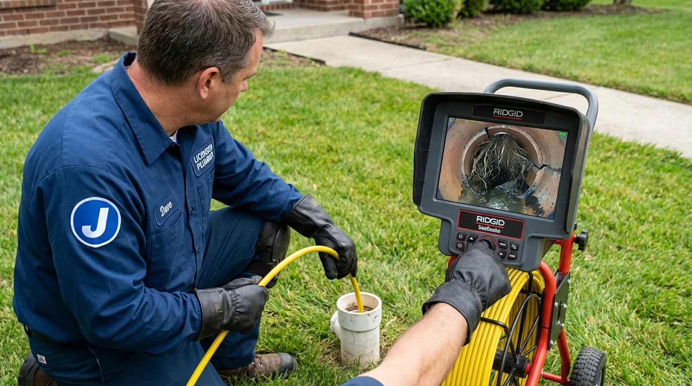 Sewer camera inspection being performed by Johns Plumbing LLC in Nicoma Park