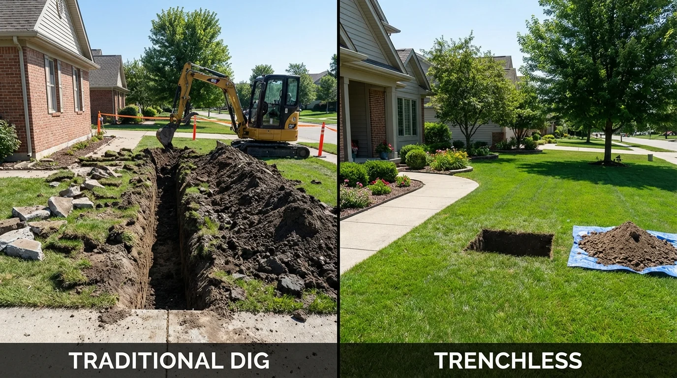 Trenchless sewer repair with minimal yard damage versus traditional excavation in Nicoma Park, OK